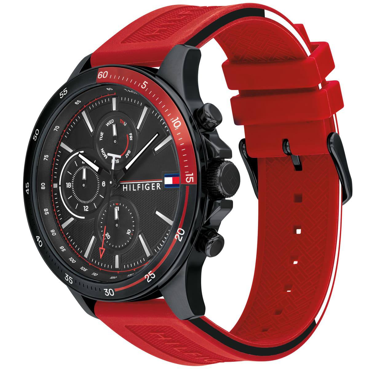 Montre Homme Tommy Hilfiger Multifonction – Bracelet Silicone (Rouge ou Noir) - Image 7