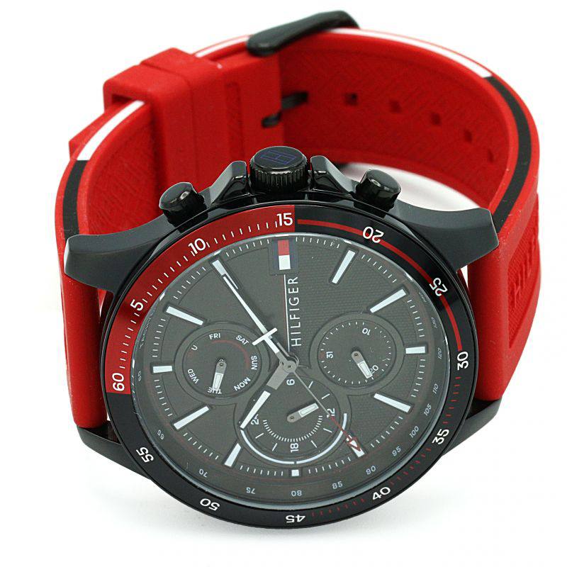 Montre Homme Tommy Hilfiger Multifonction – Bracelet Silicone (Rouge ou Noir) - Image 2